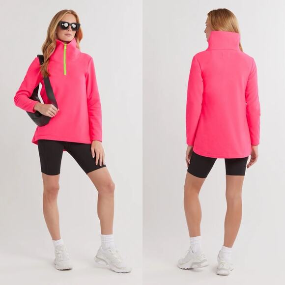 Dudley Stephens Prospect Pullover Vello Fleece Neon Pink Sweater 1/4 Zip XXL - Picture 1 of 7